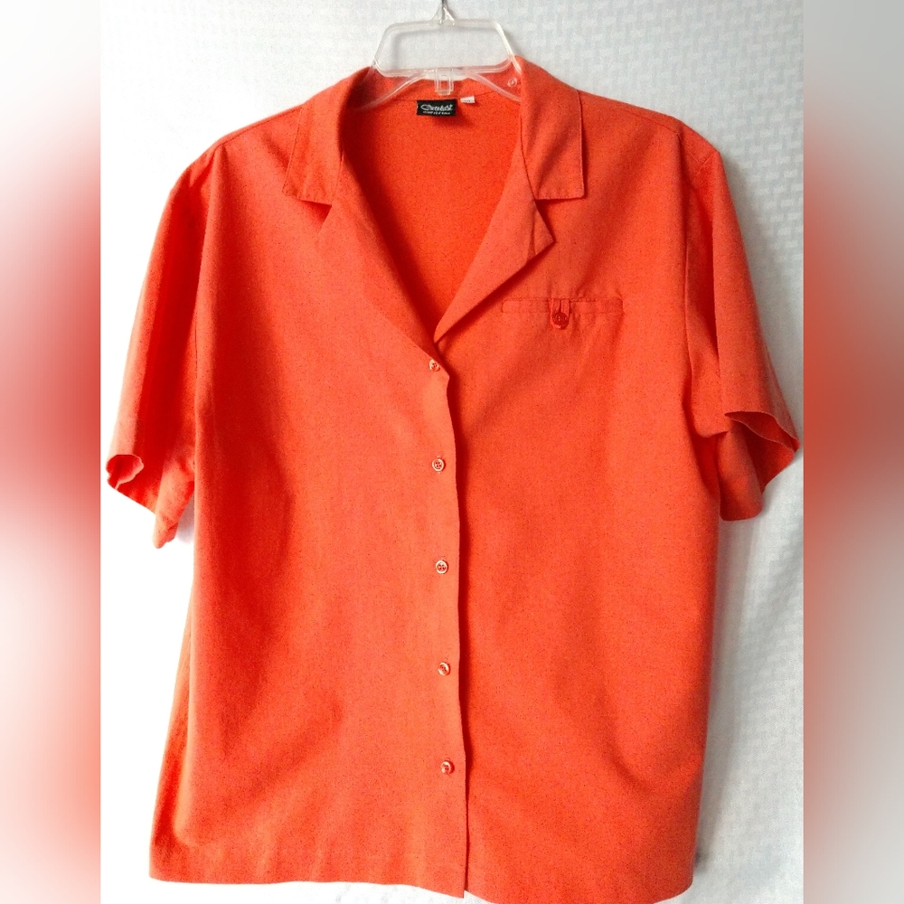 Catalina Women's Camp Shirt Orange Short Sleeve Made in USA Size 10 Chest 42"